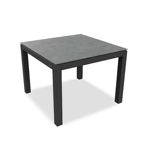 danli tafel 100x100cm alu charcoal met keramiek ash grey