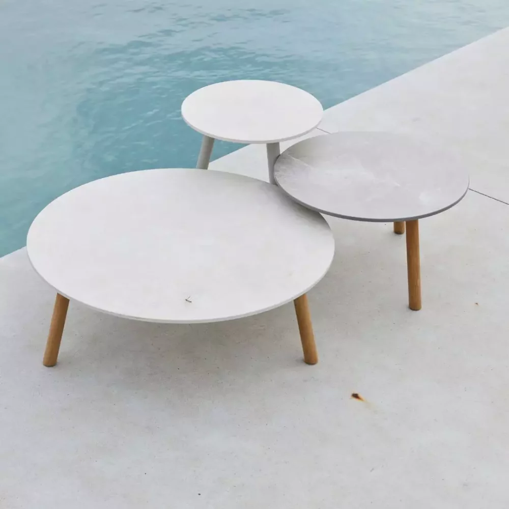 Ronda Koffietafel Teak En Keramiek Diameter 60 Cm