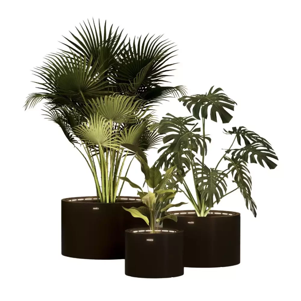 Cubitus Rectangle Design Plantenbak Aluminium Met Led van Mazu