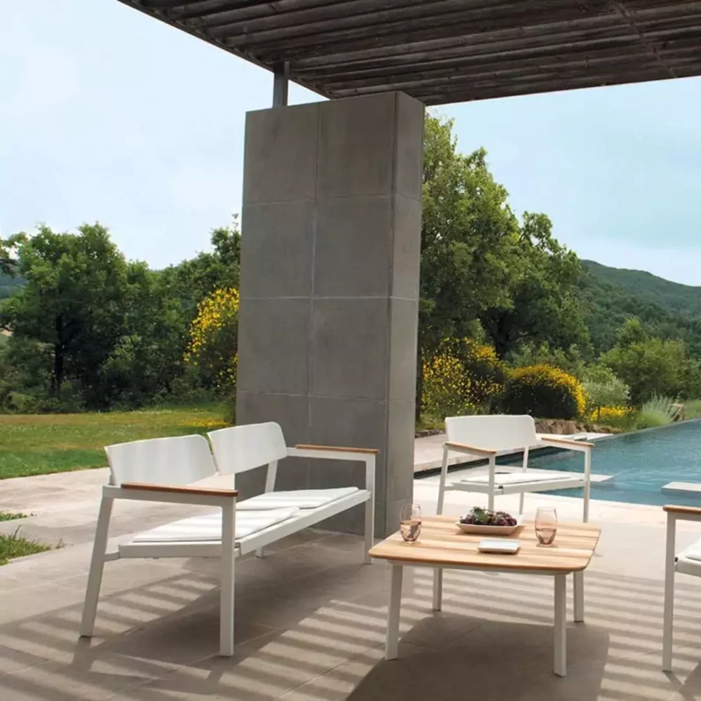 Shine 2 Zit Lounge Sofa Met Teak Armleuningen